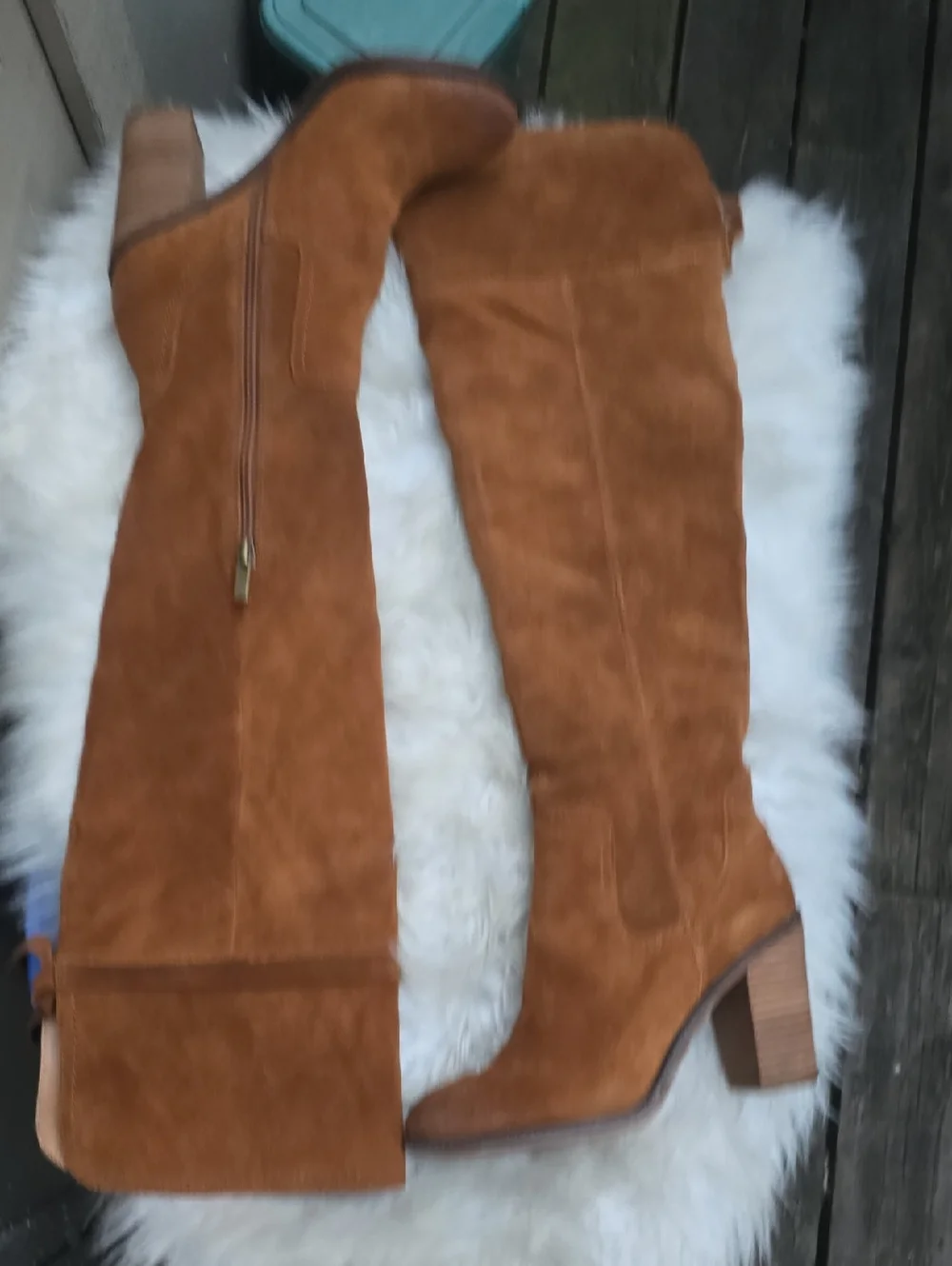 Franco Sarto Elnora Cognac Suede Over The Knee Healed Boots 7M